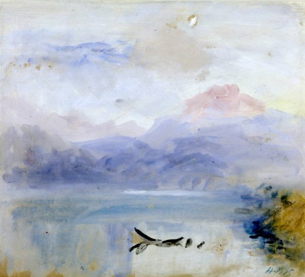 View of a landscape with a cliff surrounded by clouds by Hercules Brabazon Brabazon